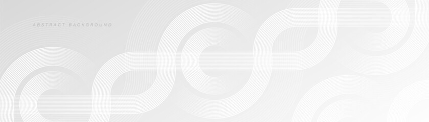 Wall Mural - White abstract background with circle lines. Geometric stripe line art design. Linear pattern. Modern futuristic graphic. Suit for cover, presentation, website, corporate, brochure, banner, business