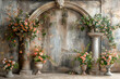 Elegant Stone Arch Frame: Subtle Tonal Gradients and Warm Tones with Spectacular Backdrops and Polished Concrete Accents