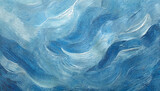 Fototapeta Natura - Close up abstract blue color acrylic painting on canvas. Oil paint texture with brush strokes