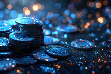 Dark Blue Illuminated Money Symbols For A Luxurious Casino Background