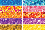 Fototapeta Nowy Jork - Colorful lenses or confetti web banners set. 10 commercial backgrounds. Hand drawn vector marketing collection II.