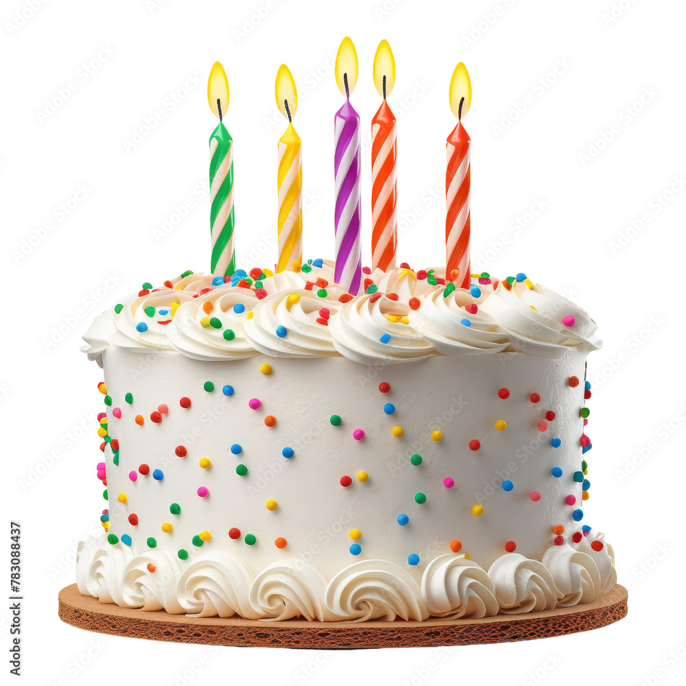 birthday cake with candles isolated on transparent background cutout ...