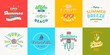 Set of vacation and travel logo and emblems. Summer holidays type design. Vector illustration.