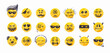 Vector set of Emoji. Hand drawn set of Emoticons. Smile icons. Vector illustration.