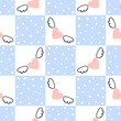 Seamless childish pattern with pink hearts and wings. Baby shower vector illustration