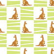 Cute cartoon kangaroo seamless pattern. Vector illustration