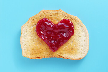 Wall Mural - Toast with jam in the shape of a heart