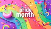 3d Pride Month Rainbow Colorful Wallpaper. Pride Flag Celebration Background Design.