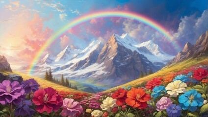 Canvas Print - rainbow in the mountains