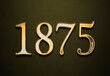 Old gold effect of 1875 number with 3D glossy style Mockup.	