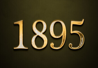 Old gold effect of 1895 number with 3D glossy style Mockup.	