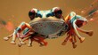 Whimsical frog in energetic digital dimension: vibrant digital art of a stylized frog in a dynamic abstract environment