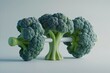 A creative portrayal of broccoli as weights, symbolizing the power of nutrition for strength on a pristine white background