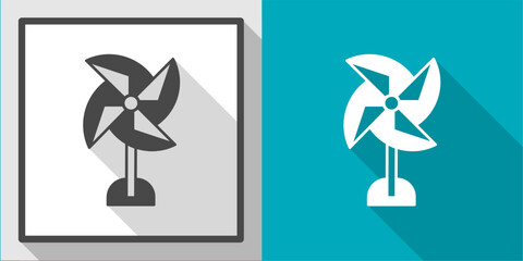 Poster - Windmill vector illustration icon with shadow. Illustration for business.