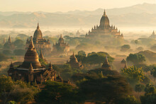 Mystical Morning In Bagan, Myanmar: Ancient Temples Amidst The Mist