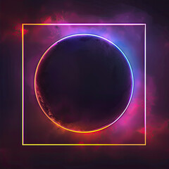 Canvas Print - abstract neon circle in square background