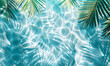 Serene Tropical Oasis: Palm Leaf Shadows Dance on Crystalline Waters, Inviting Summer Bliss