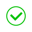 © Ray Havertz - Green tick in circle icon. Green checkmark sign icon in round. OK or Yes outline symbol PNG