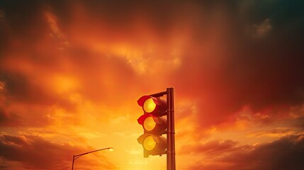 Canvas Print - tones traffic light and sky