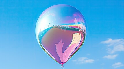 Sticker - balloon holographic silver foil