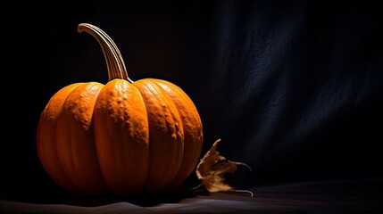 Poster - close pumpkin dark background