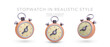 © bs_k1d - Set of realistic stopwatch with shadow isolated on white background. Vector illustration