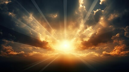 Wall Mural - light sun bursting through clouds