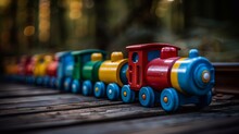 Children's Toy, Wooden Multicolored Train