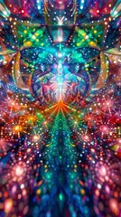 Leinwandbilder - A colorful, abstract painting of a tree with many branches and leaves. The painting is full of bright colors and has a dreamy, ethereal quality