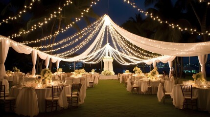 Canvas Print - wedding string lights white