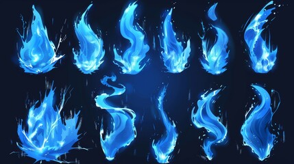 A cartoon of a water tornado animation on a dark background. Modern illustration of a windstorm vortex, magic power vfx effect. UI elements for games that relate to natural disasters.