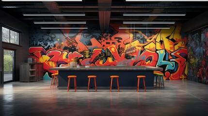 Canvas Print - graffiti concrete wall dark