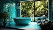 tiled blurred turquoise interior
