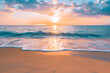 A beautiful sunset with white sand beach and clean water. Holiday summer beach background.	
