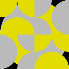 Geometric Eclipse: Bold Yellow And Grey Overlapping Circles