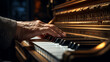 Elderly Hands Playing Piano Close-up