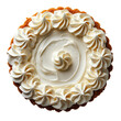 Vanilla cake PNG. Vanilla cake with frosting and cream top view PNG. Vanilla cake flat lay isolated