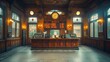 Historical Atmosphere: Vintage Train Station Ticket Office, generative ai