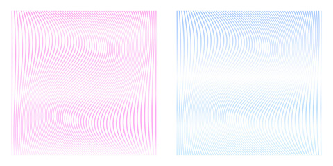 Poster - wavy lines background - pink and blue