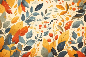 Poster - Colorful autumn leaves pattern, vintage background 