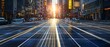 Solar Panel Streets, futuristic metropolis, renewable energy revolution in urban landscapes, streets lined with solar panels, city evolving into a sustainable grid