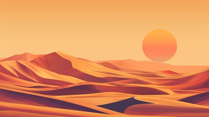 Wall Mural - Minimalist  artwork depicting a serene desert landscape