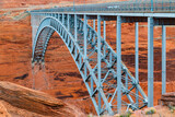 Glen Canyon Dam bridge, at the time of its completion (1959), the highest arch bridge worldwide and the second highest bridge of any type. Steel construction above Colorado river canyon in Page (AZ).