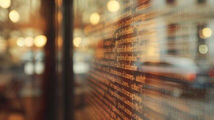 A blurry image of a window with a computer screen showing a bunch of code
