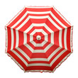 © Sathaporn - red and white beach umbrella isolated on transparent background Generative Ai.