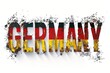 Illustration des Wortes GERMANY in den Deutschen Nationalfarben 