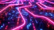 3D rendered digital universe, neon pathways crisscrossing, embodying the internet of the future.