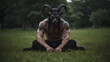 © Creative Pulse - Baphomet Figure Resting Peacefully on Green Grass