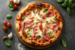 Italian rustic pizza with the ingredients