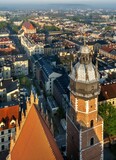 Fototapeta Miasto - Gotycka Bazylika Bożego Ciała w Krakowie z lotu ptaka o poranku